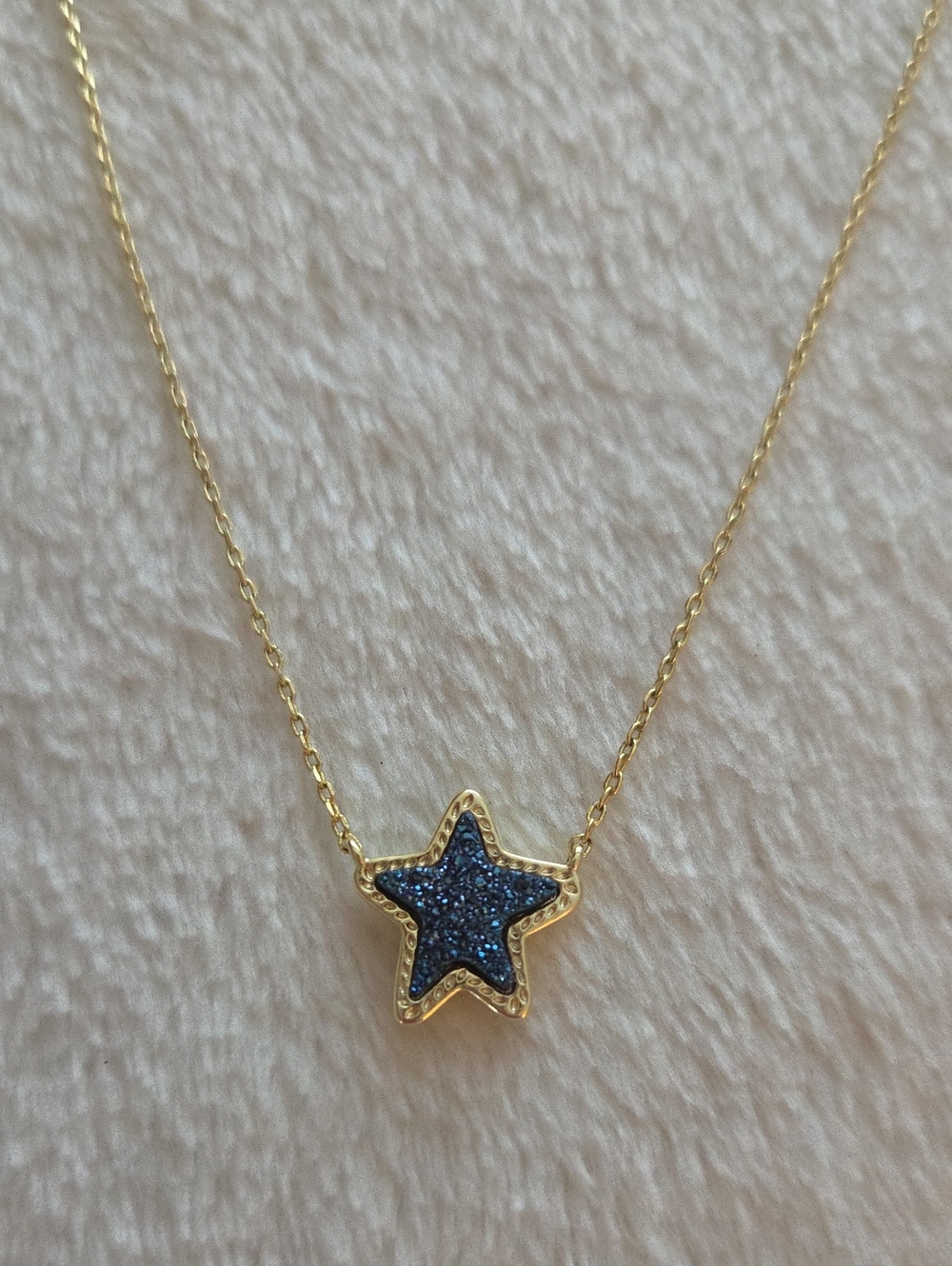 Kendra Scott Navy Blue & Gold Drusy Jae Star Necklace 4th Of July